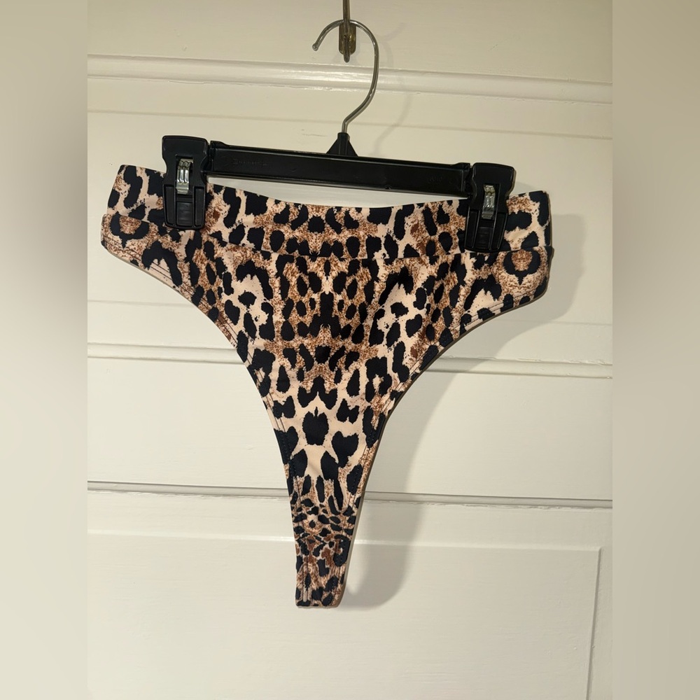 Leopard Print Thong Bikini Bottoms